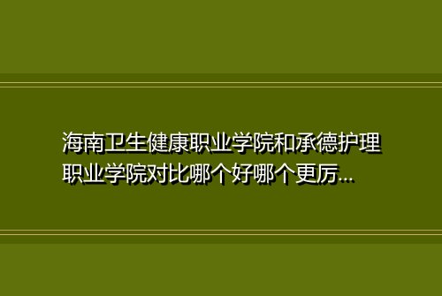 海南卫生健康职业学院和承德护理职业学院对比哪个好哪个更厉害