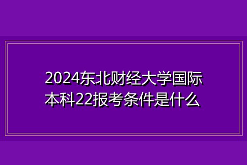 2024东北财经大学国际本科22报考条件是什么