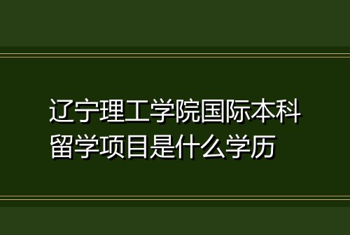 辽宁理工学院国际本科留学项目是什么学历