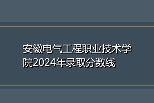 安徽电气工程职业技术学院2024年录取分数线