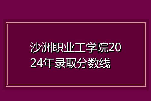 沙洲职业工学院2024年录取分数线