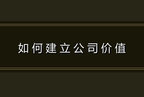 如何建立公司价值