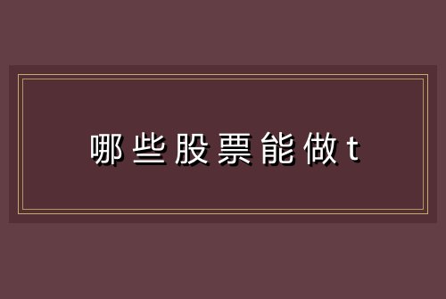 哪些股票能做t