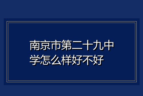 南京市第二十九中学怎么样好不好