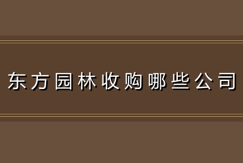 东方园林收购哪些公司
