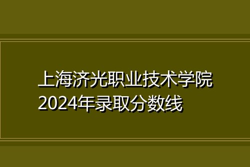 上海济光职业技术学院2024年录取分数线