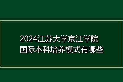 2024江苏大学京江学院国际本科培养模式有哪些