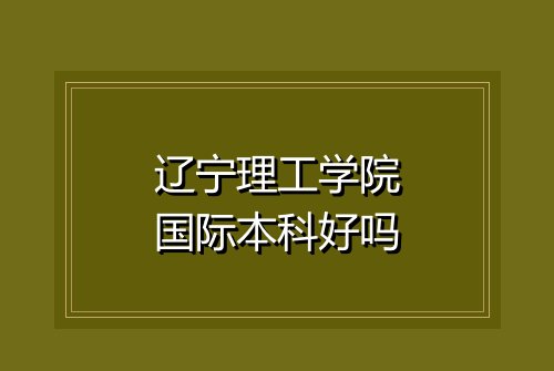 辽宁理工学院国际本科好吗