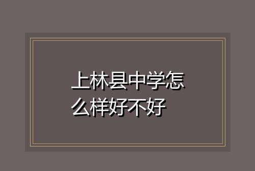 上林县中学怎么样好不好