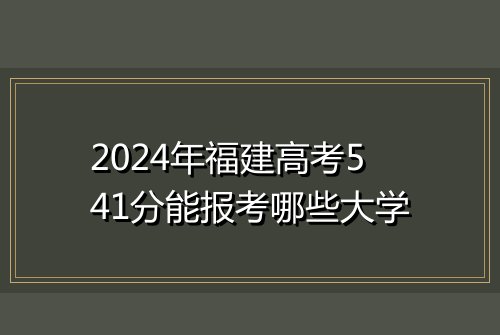2024年福建高考541分能报考哪些大学