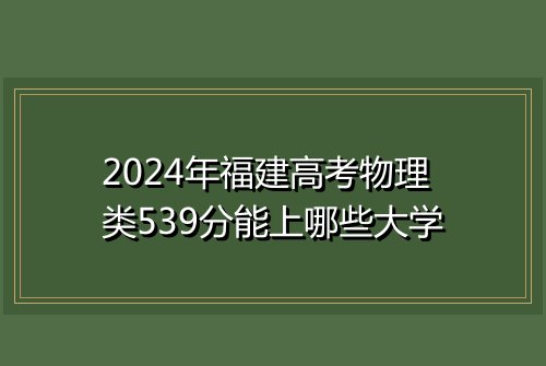 2024年福建高考物理类539分能上哪些大学