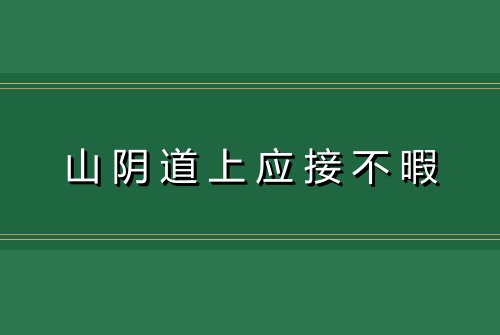 山阴道上应接不暇