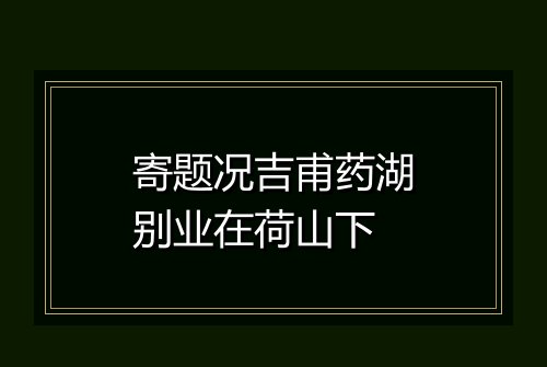 寄题况吉甫药湖别业在荷山下