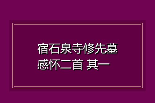 宿石泉寺修先墓感怀二首 其一