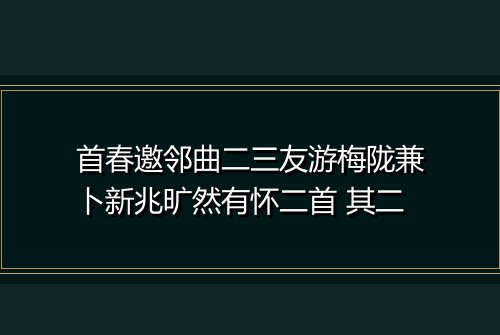 首春邀邻曲二三友游梅陇兼卜新兆旷然有怀二首 其二