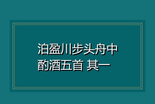 泊盈川步头舟中酌酒五首 其一