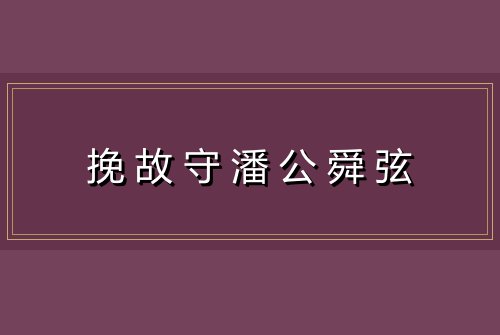 挽故守潘公舜弦
