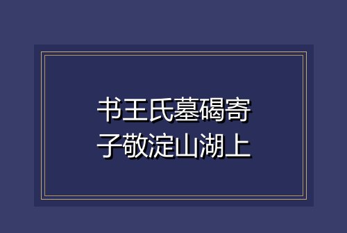 书王氏墓碣寄子敬淀山湖上