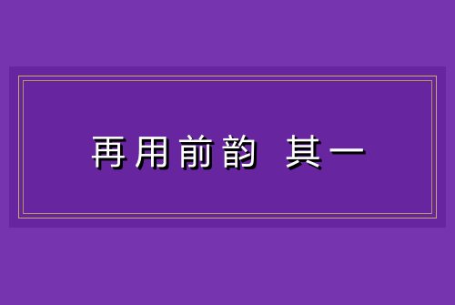 再用前韵 其一