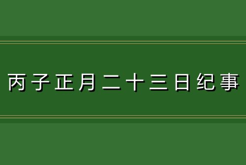 丙子正月二十三日纪事