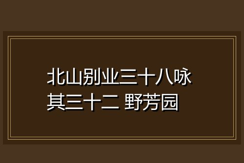 北山别业三十八咏 其三十二 野芳园