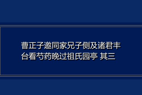 曹正子邀同家兄子侧及诸君丰台看芍药晚过祖氏园亭 其三