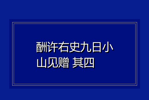 酬许右史九日小山见赠 其四