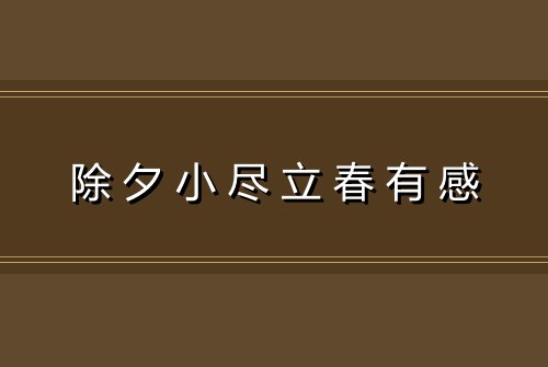 除夕小尽立春有感