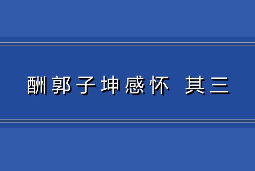 酬郭子坤感怀 其三