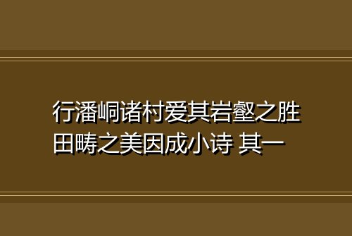 行潘峒诸村爱其岩壑之胜田畴之美因成小诗 其一