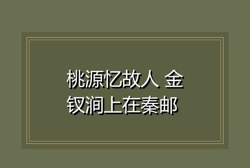 桃源忆故人 金钗涧上在秦邮