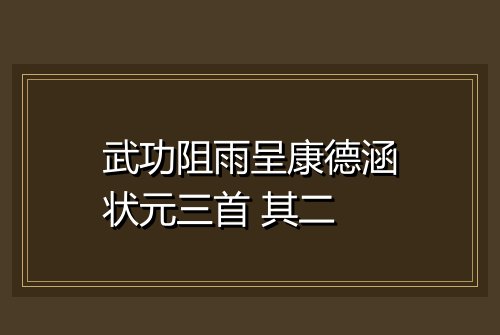 武功阻雨呈康德涵状元三首 其二