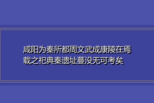 咸阳为秦所都周文武成康陵在焉载之祀典秦遗址蔓没无可考矣