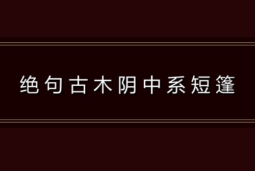 绝句古木阴中系短篷